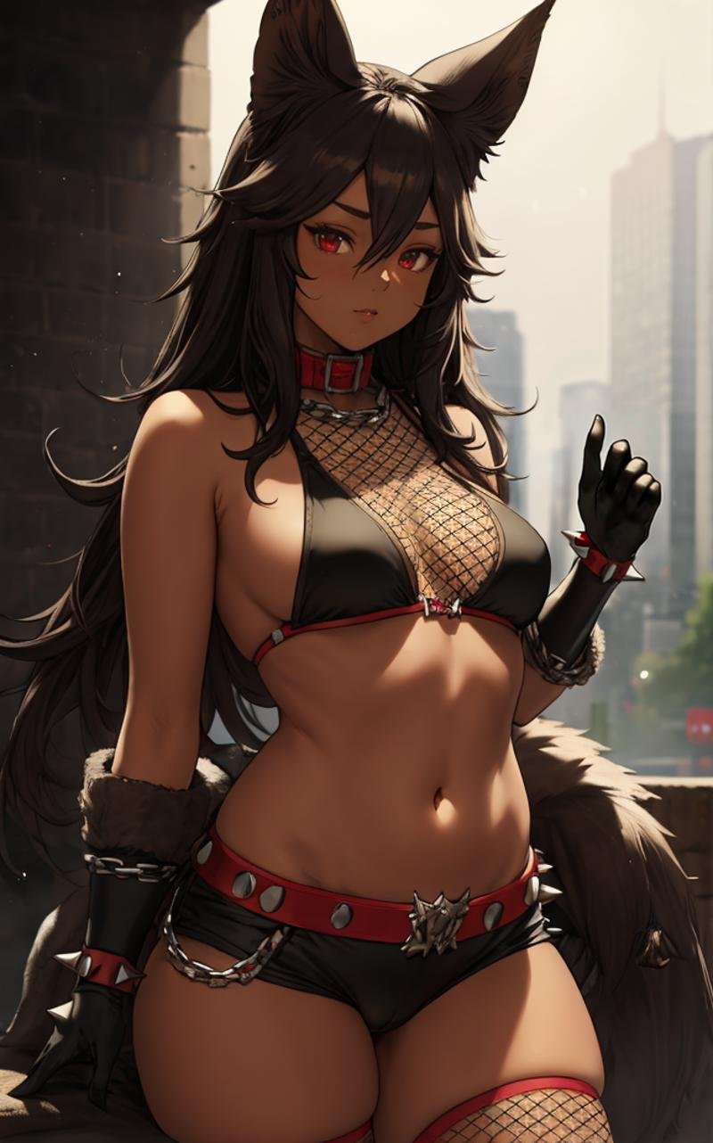 Fishnet_houtengeki_cerberus_ownwaifu,  1girl,  animal ears by ownwaifu on Tensor.Art