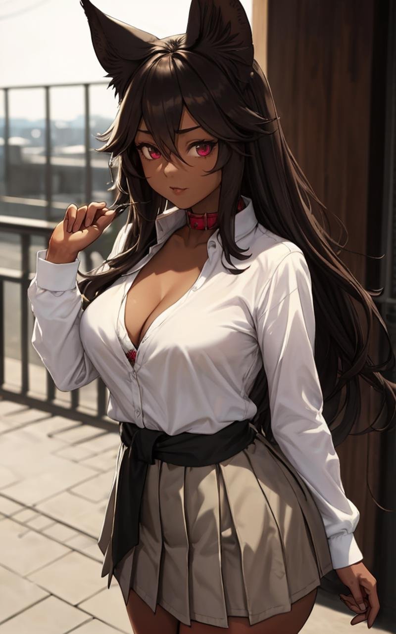 WhiteShirt_houtengeki_cerberus_ownwaifu,  1girl,  animal ears by ownwaifu on Tensor.Art