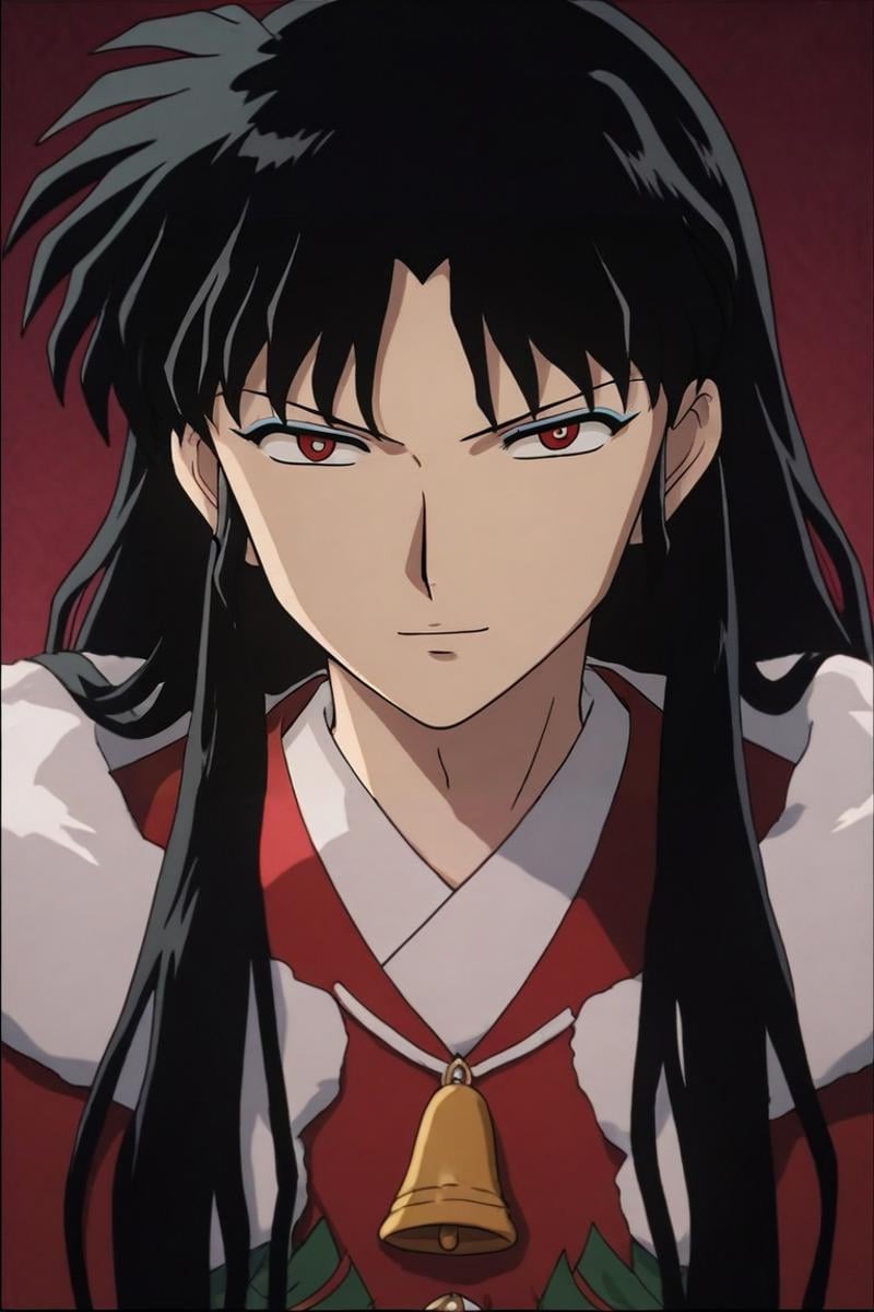 score_9, score_8_up, score_7_up, source_anime, rating_safe, intricate details, (3d:0.4), looking at viewer, , 1boy, solo, male focus, <lora:naraku_inuyasha_pony:0.98>, naraku_inuyasha, black hair, red eyes, long hair, bangs, , , christmas costume, <lora:sdxl_lightning_8step_lora:1>