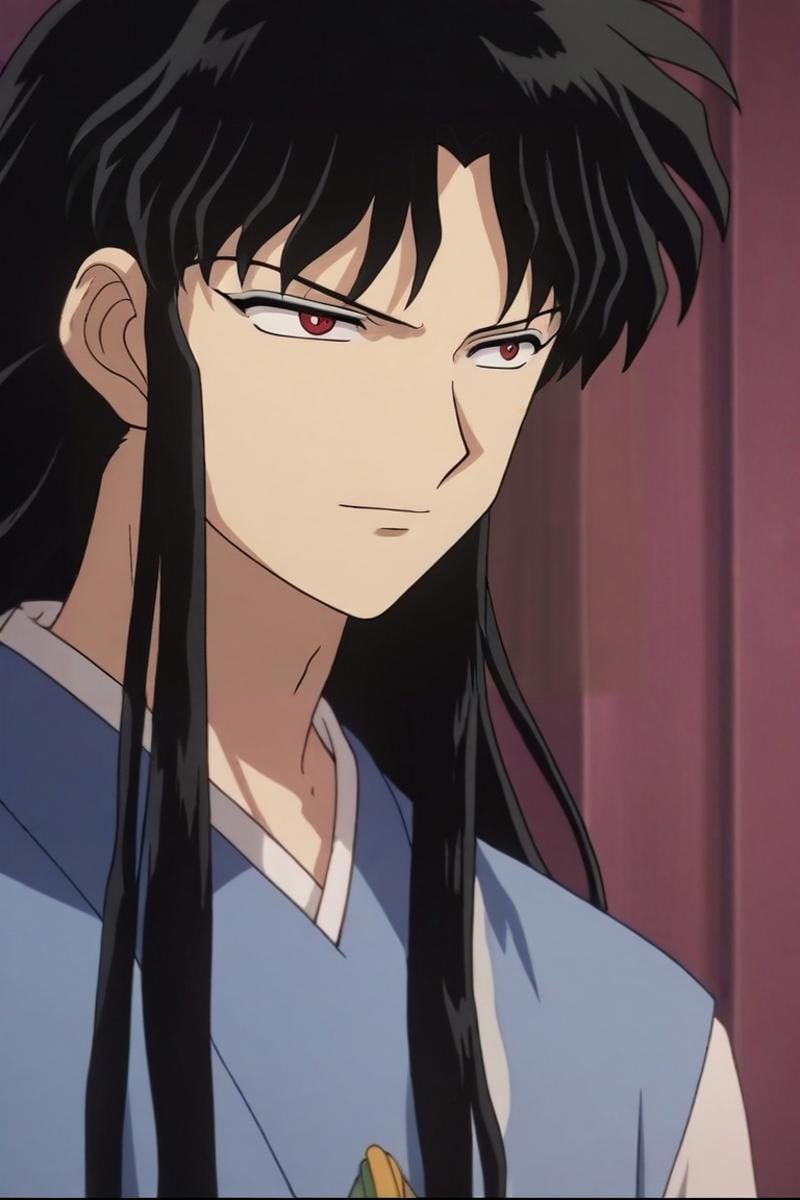 score_9, score_8_up, score_7_up, source_anime, rating_safe, , anime screencap, anime coloring, , , depth of field, 1boy, solo, male focus, <lora:naraku_inuyasha_pony:0.88>, naraku_inuyasha, black hair, red eyes, long hair, bangs, , , , <lora:sdxl_lightning_8step_lora:1>