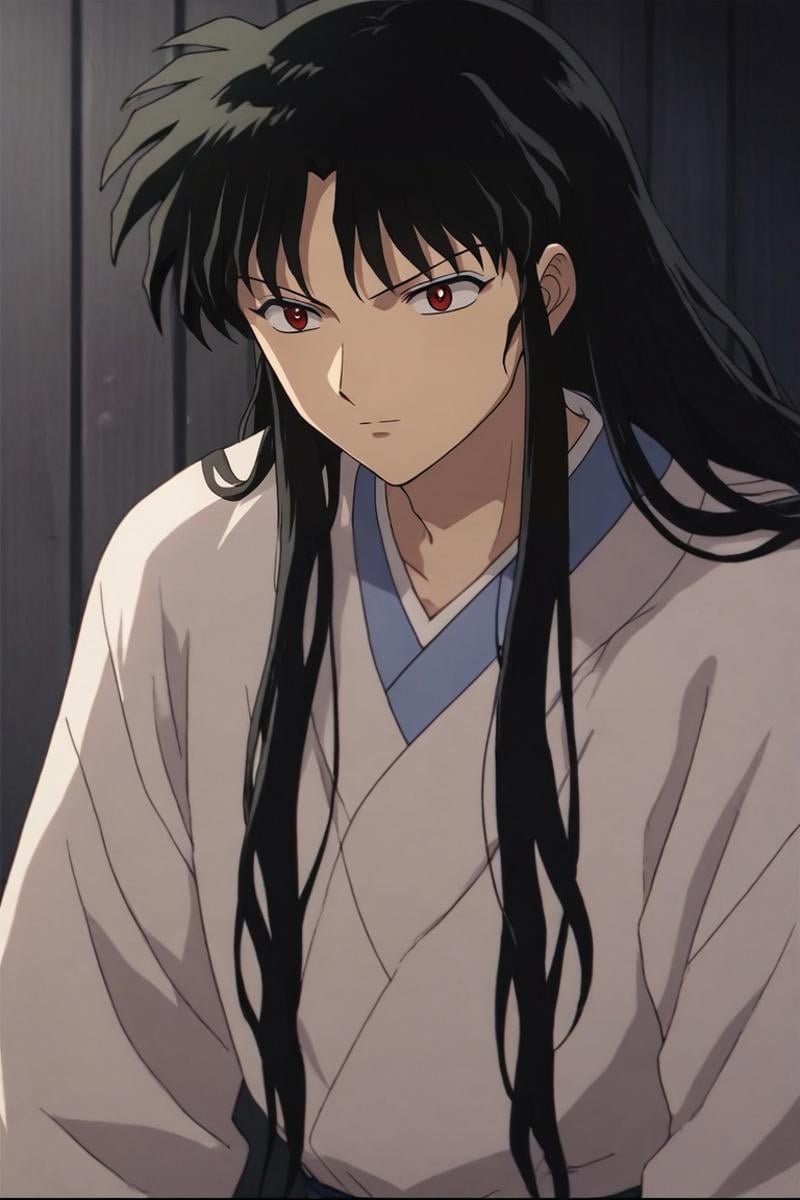 score_9, score_8_up, score_7_up, source_anime, rating_safe, , semi-realistic, , depth of field, 1boy, solo, male focus, <lora:naraku_inuyasha_pony:0.78>, naraku_inuyasha, black hair, red eyes, long hair, bangs, , , , <lora:sdxl_lightning_8step_lora:1>