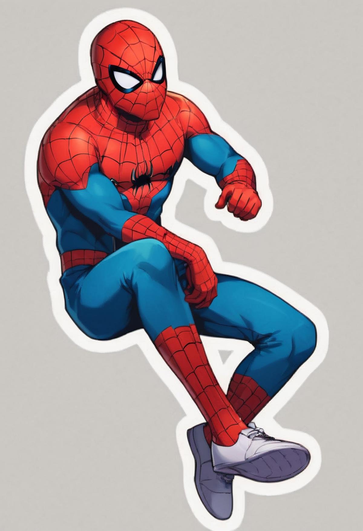 masterpiece,best quality, highly detailed, score_9, score_8_up, score_7_up, score_6_up,<lora:xl_more_art-full_v1:0.8>,BREAK <lora:stickers:1>stickers, outline,transparent background,spiderman,male focus, jacket, mask, gloves,