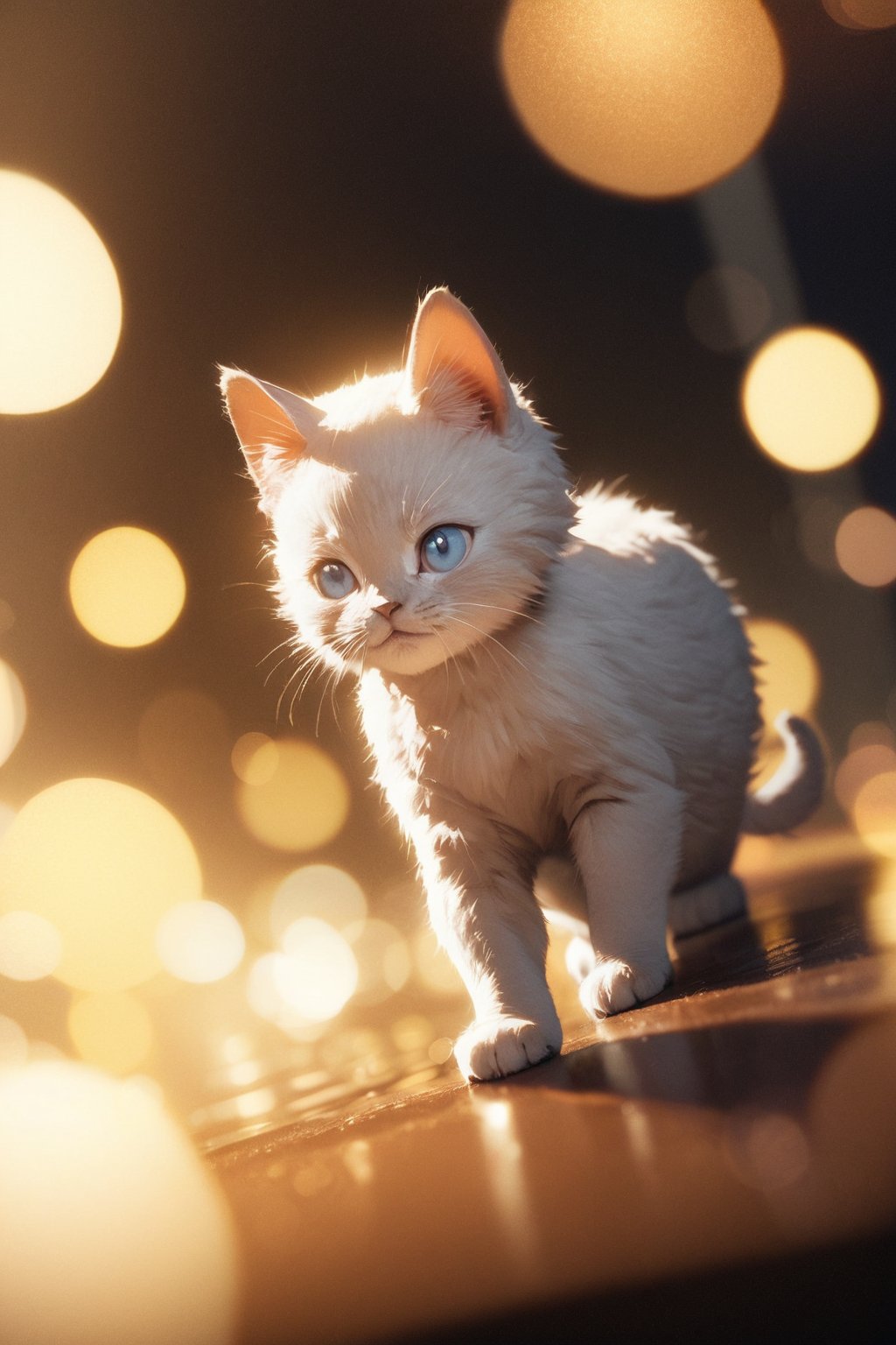 cinematic film still ((BBC Style)) picture of cute white baby kitten mobster in (wildlife) , white and grey fur, thick matted fur, blue eyes, shallow depth of field, vignette, highly detailed, high budget, bokeh, cinemascope, moody, epic, gorgeous, film grain, grainy, high quality photography, 3 point lighting, flash with softbox, 4k, Canon EOS R3, hdr, smooth, sharp focus, high resolution, award winning action photo, jumping photo, 50mm, wide angle shot, looking_away from the camera, full_length, f2.8, bokeh , side_view
