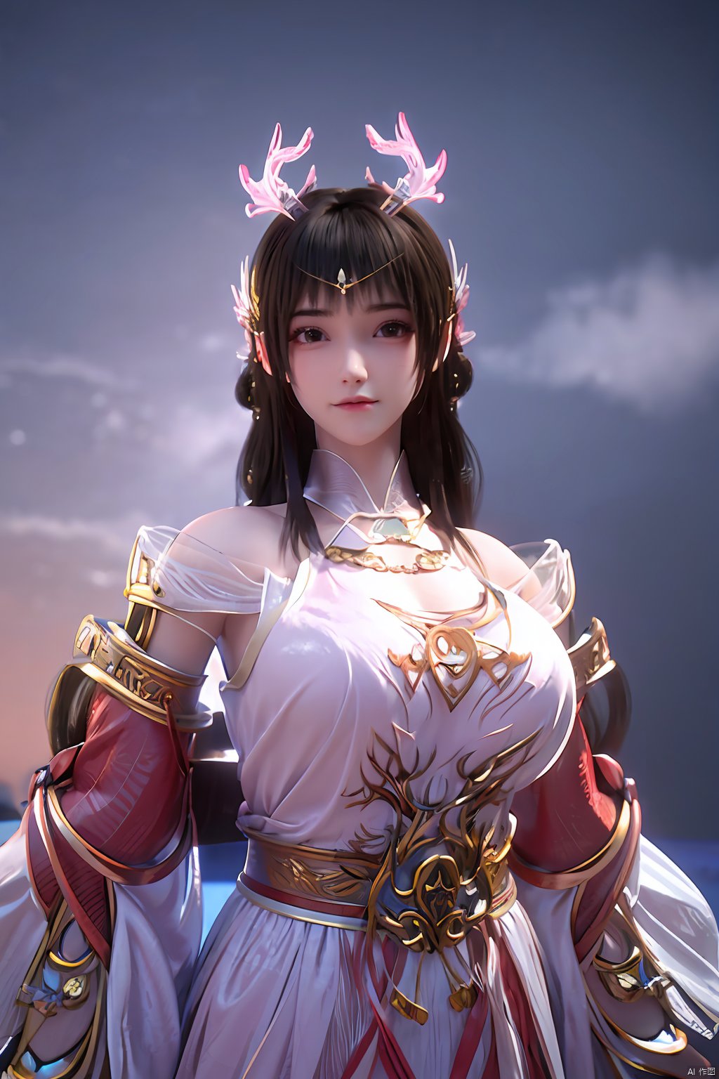 masterpiece,best quality,official art,extremely detailed CG unity 8k wallpaper,1girl, upper body,chinese clothes, above clouds, asteroid, spacecraft,  ,Xyunluo,(big_breasts:1.29),X-Hydrangea,Xlimuwan, Water_butterfly,Xcheongsam, desert_sky,girl,depth of field,moyou