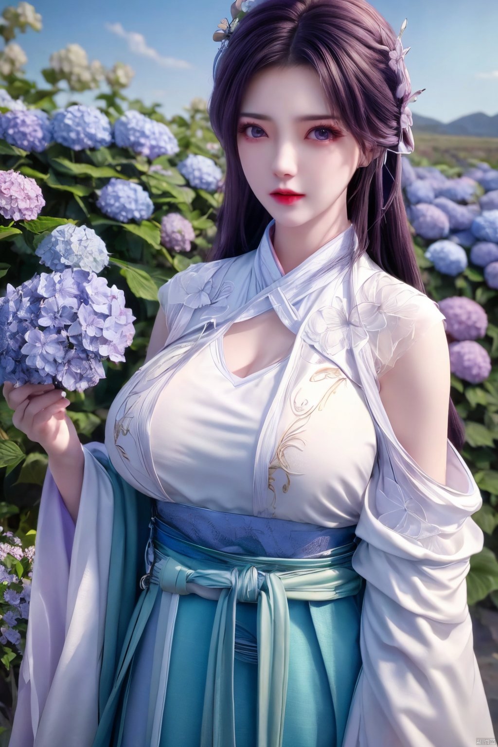 1girl, solo,(8k, raw photo, best quality, masterpiece:1.2), ,upper body,Xyunxi, ty-hd,, (big breasts:1.19), ,xyunxi,x-hydrangea, desert_sky, hanfu,xhuolinger