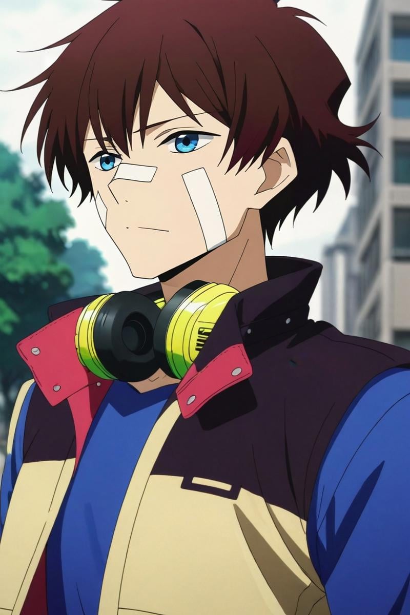 score_9, score_8_up, score_7_up, source_anime, rating_safe, , anime screencap, , official style, , depth of field, 1boy, solo, male focus, <lora:nice_hamatora_pony:1>, nice_hamatora, brown hair, blue eyes, bandaid on nose, headphones around neck, , , <lora:sdxl_lightning_8step_lora:1>