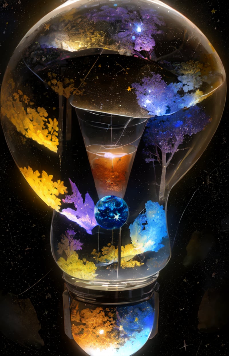 no human, light bulb, glass ball, the universe, stars, galaxy, bright