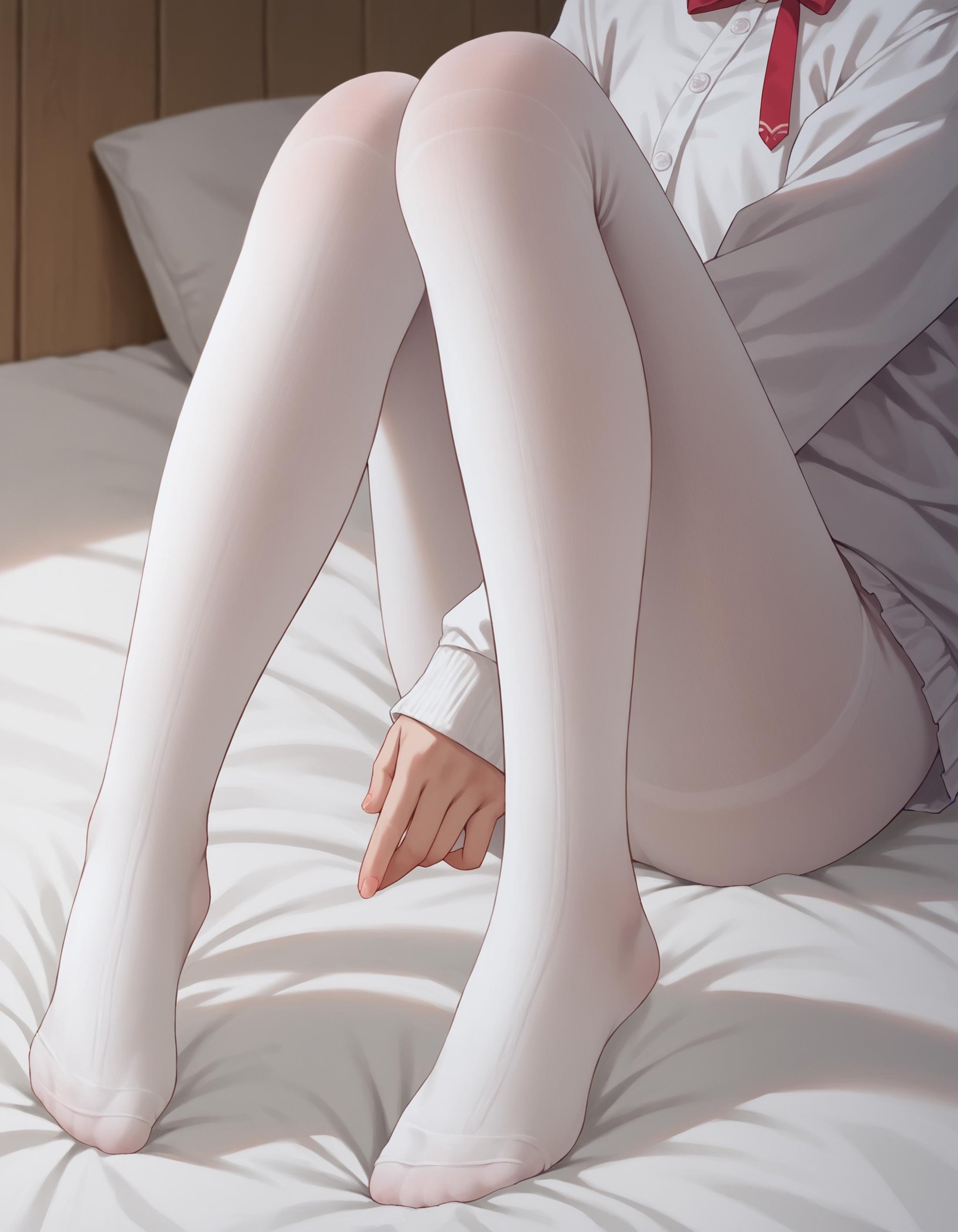 zPDXL, score_9, score_8_up, score_7_up, source_anime, 1girl, solo, <lora:Cotton_v2:0.8> cotton tights, white legwear, no shoes, 