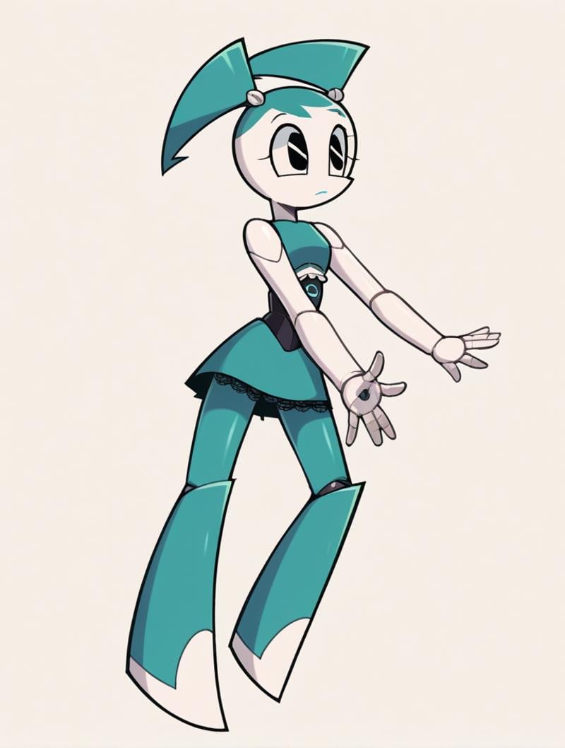 score_9, score_8_up, score_7_up, score_6_up, score_5_up, score_4_up, source_anime, BREAK(1girl, solo:1.2), simple background, <lora:XJ-9:0.8> xj9, robot girl, black eyes, aqua hair, ((lace-bodysuit)), ((leather-skirt)), ((over-the-knee-boots)), (((pantyhose))), style parody, 