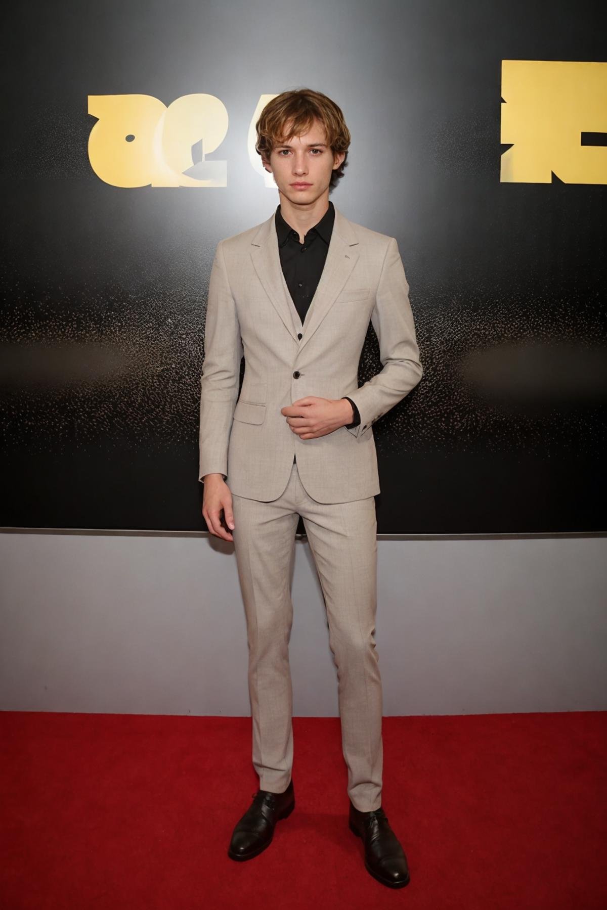 <lora:SammyTw1nkV2:1> (SammyTw1nk), male_solo, twink_solo, skinny_fit, 1boy, standing on the red carpet, full body shot, (wearing a John Varvatos suit that contours to his slender body), artistic, moody, (21 years old), clean shaven, short shaggy hair, RAW photo, detailed photo, gorgeous, shallow depth of field, bokeh, (surreal:0.4), hyper detailed photorealistic life-like accurate proportional 8k sharp focus, (accurate cinematic lighting), photorealistic detail, (selective focus:0.6)