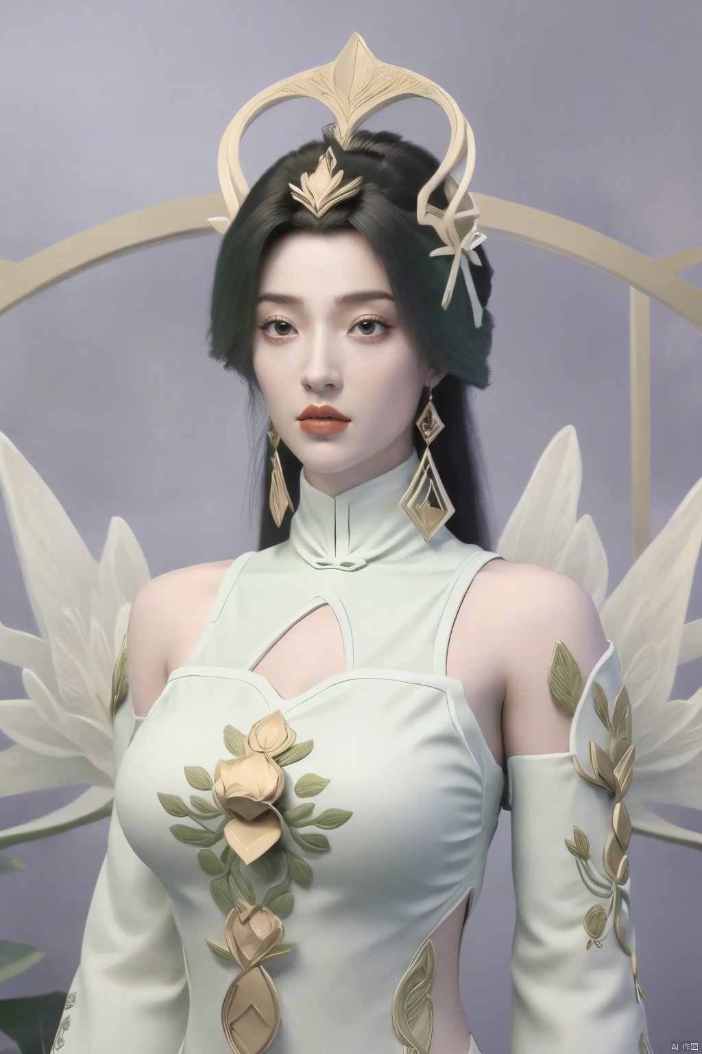  1girl, navel, solo, midriff, bare shoulders, lantern, hair ornament, flower, hair flower, paper lantern, black hair, red lips, looking at viewer, chinese clothes, (light pink dress),blurry, solo focus, long hair, lips, night, lipstick, outdoors, upper body, blurry,(huge breasts:1.399),(Ancient Chinese architectural background）, solo, makeup, hair bun, (Lotus texture embroidery:1.23), Yunxiao_Fairy,Xliushen,Xyunxi