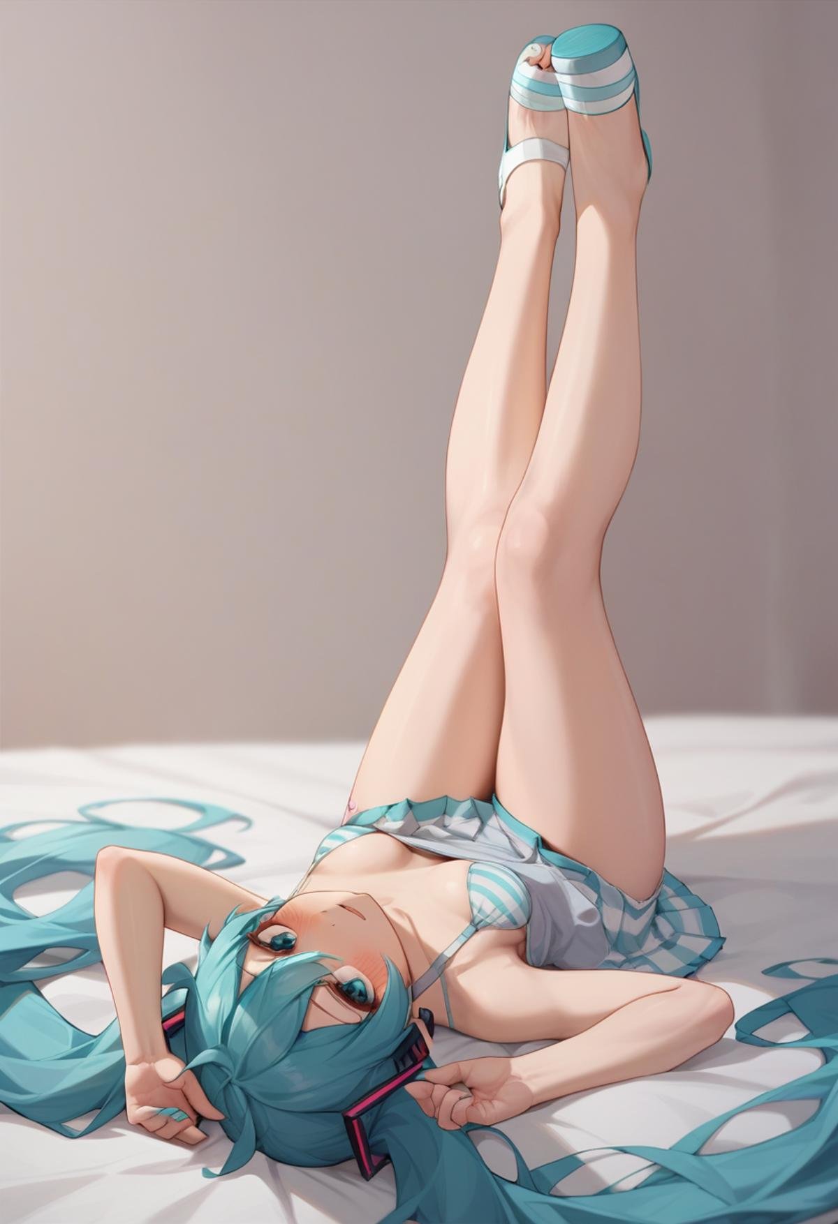 score_9,score_8_up,score_7_up,<lora:best_legs_up_pony:1>,best_legs_up, 1girl, hatsune miku, 