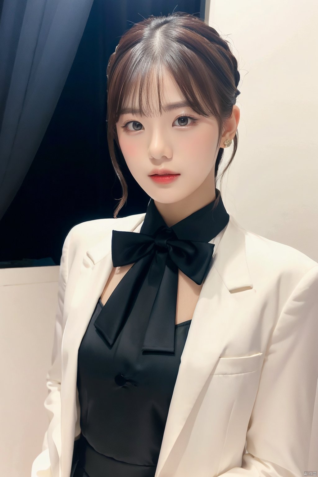 1girl,  black random formal attire,  white background by 让AI更感性 on Tensor.Art
