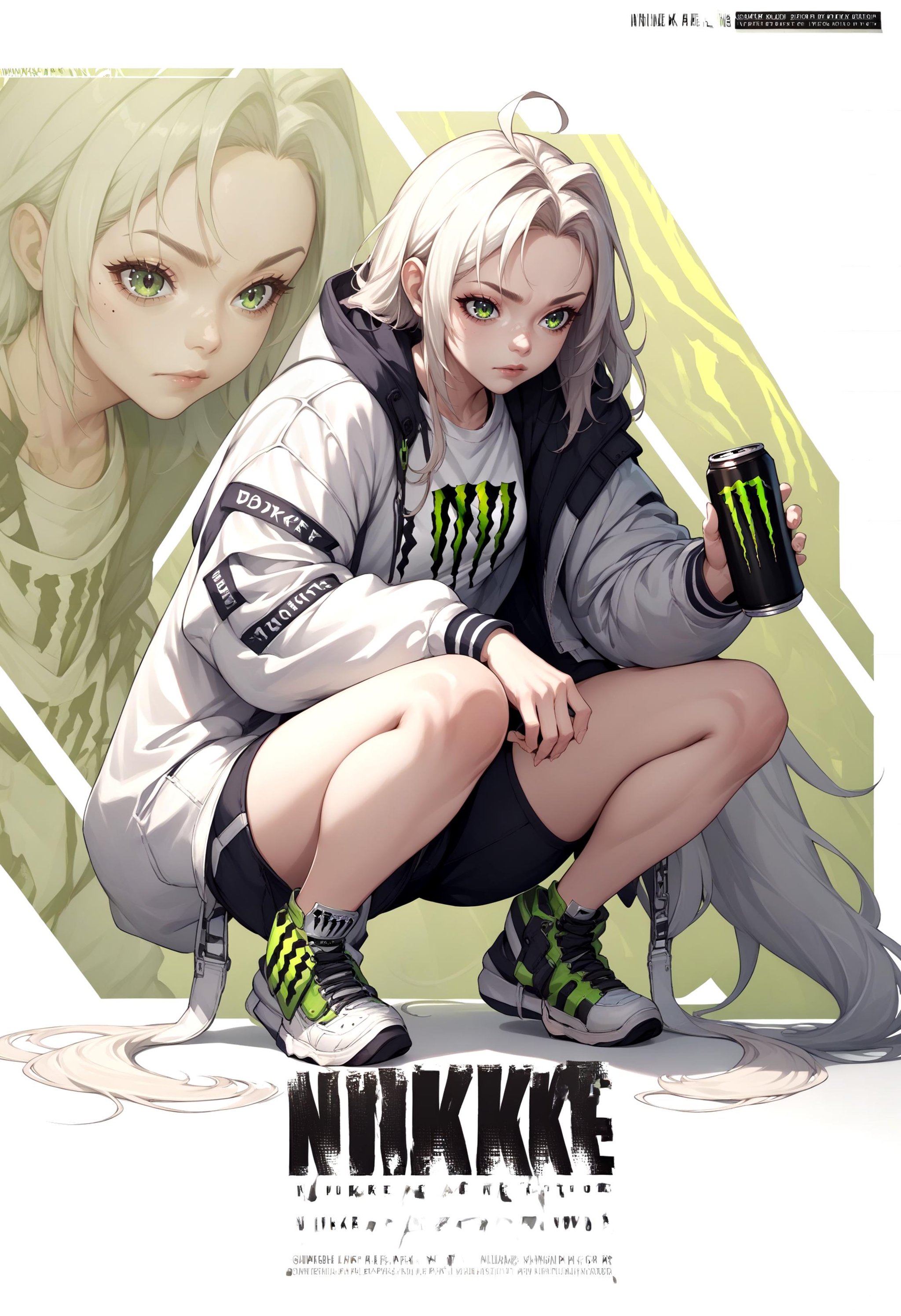 score_9, score_8_up, score_7_up, source_anime, 1girl, IncrsNikkeProfile, full body, one knee, <lora:NIKKEProfile_PDXL:1>, monster energy, 