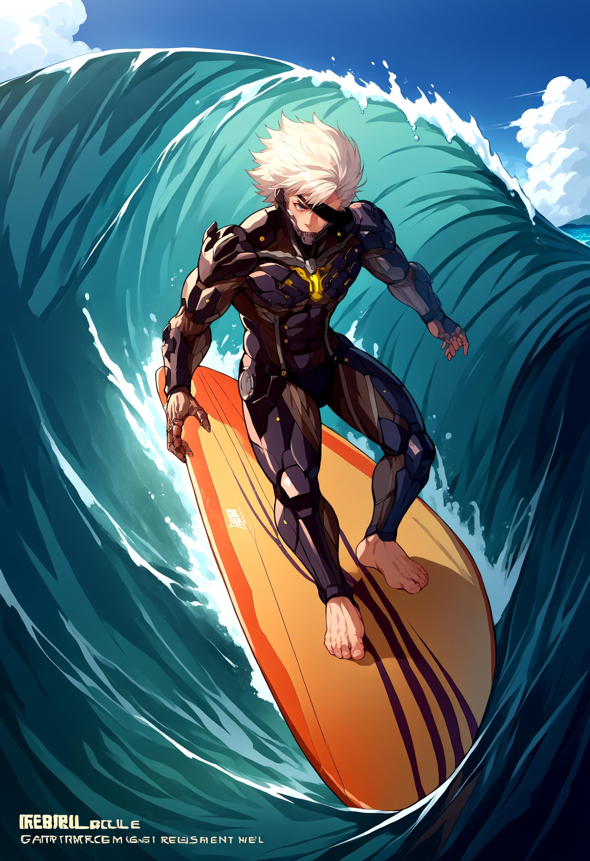 score_9, score_8_up, source_anime, 1boy, incrssurfing, surfing, swimsuit, barefoot, surfboard, <lora:Surfing_XLPD:1>, <lora:RaidenMGR_XLPD:1>, raidenmgrdef, cyborg, eyepatch, 