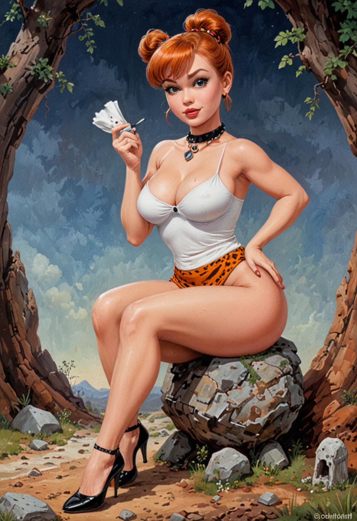 Pin up version of (Wilma Flintstone, (The Flinstones):1.5), by Milo Manara