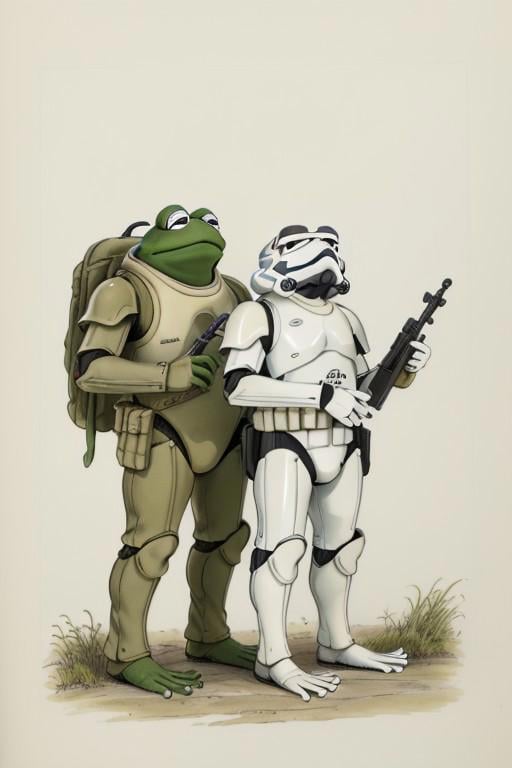 Frog and Toad,  stormtrooper armor,  by Arnold Lobel by Invisidude on Tensor.Art