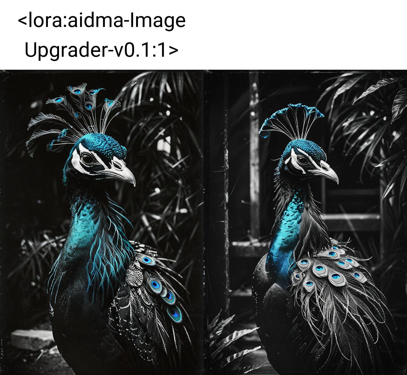 Electric neon peacock ,  <lora:CBS_novuschroma37 style_b:1> novuschroma37 style<lora:aidma-Image Upgrader-v0.1:1> , detailmaximizer, max details 