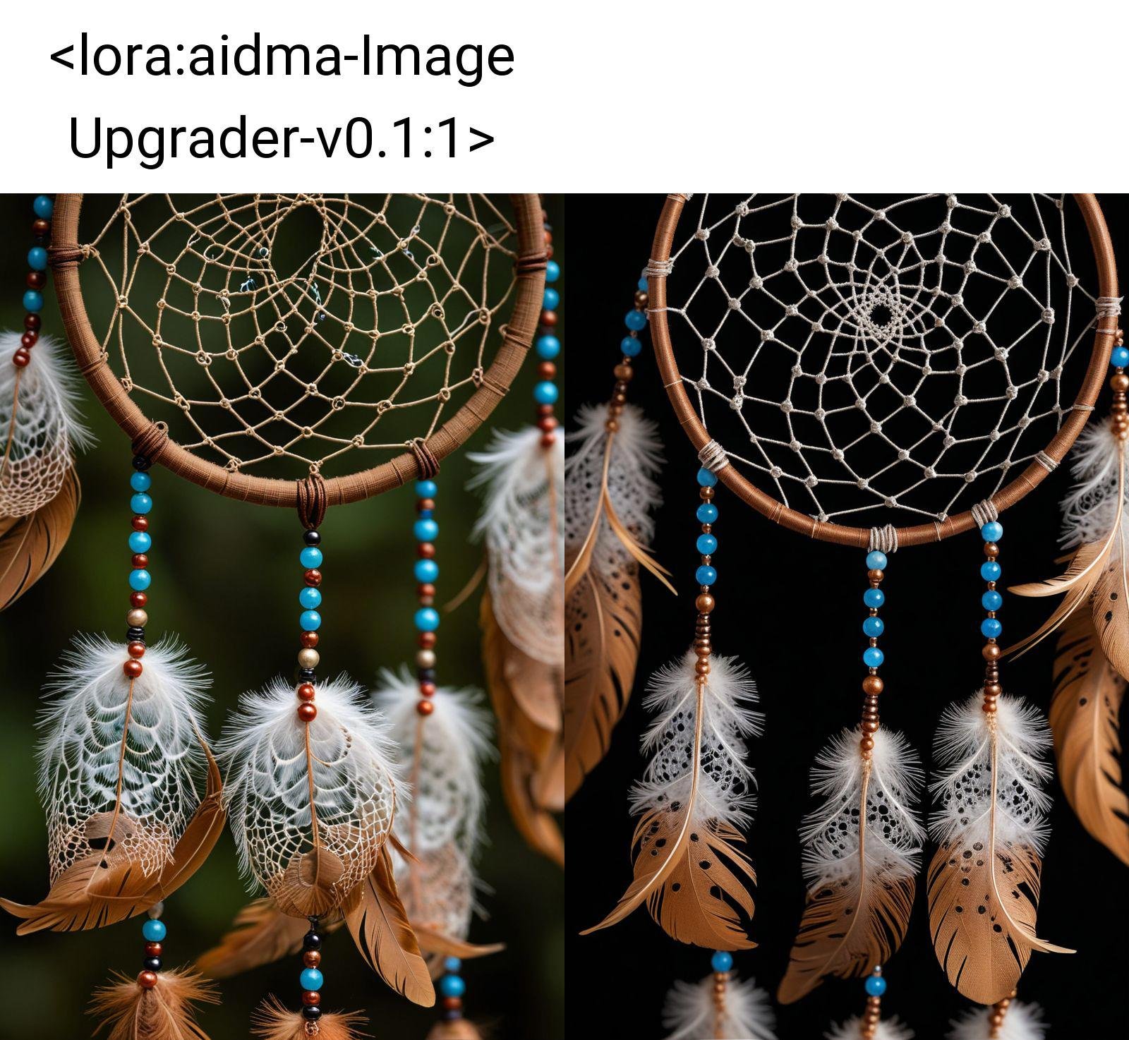 Intricate details of a dreamcatcher, feathers and beads, macro photography, natural light, high detail,<lora:aidma-Image Upgrader-v0.1:1>