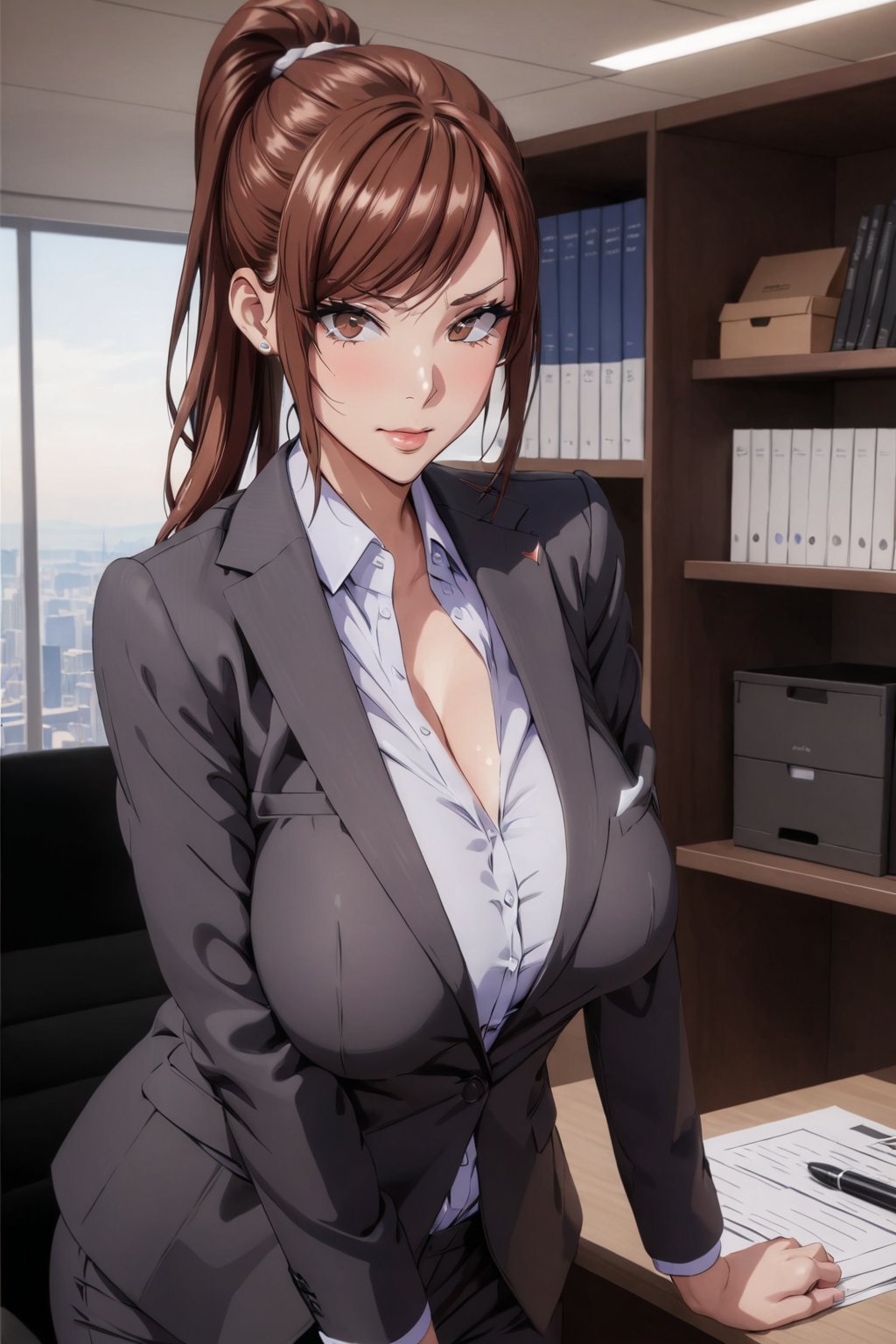 Business suit ,  at office ,  ( masterpiece by user_669393743098450127 on Tensor.Art