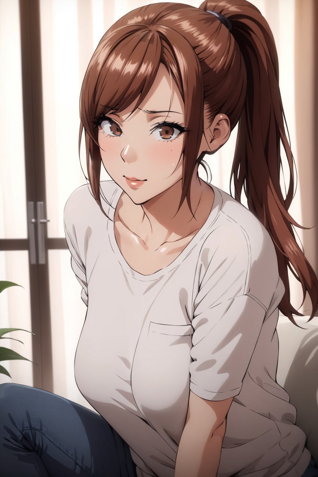 casual outfit ,  at home ,  ( masterpiece by user_669393743098450127 on Tensor.Art
