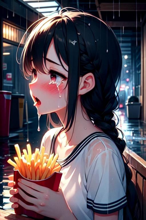 shirtlift ((holding soggy fries)),  ((pov male)),  ((pov hands)) by 鬼畫符 on Tensor.Art
