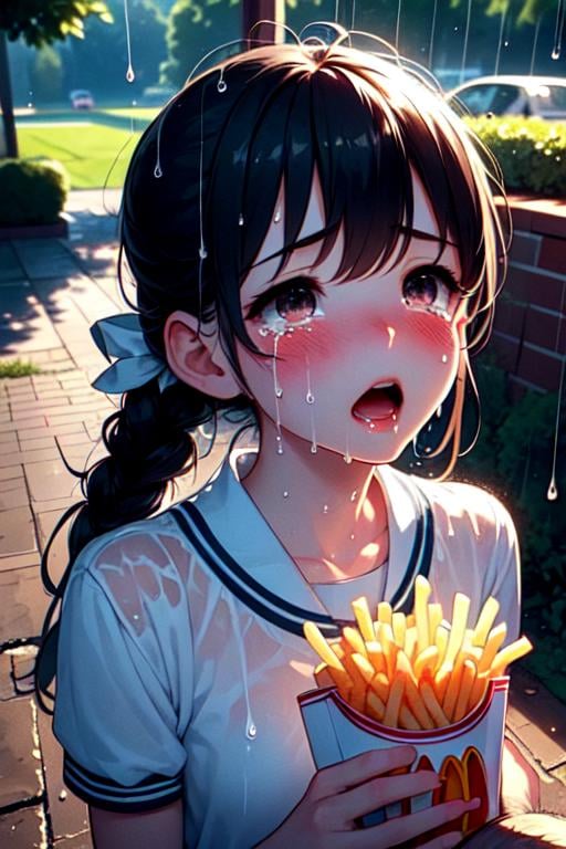 shirtlift (((masterpiece))),  (((best quality))),  ((holding soggy fries)) by 鬼畫符 on Tensor.Art
