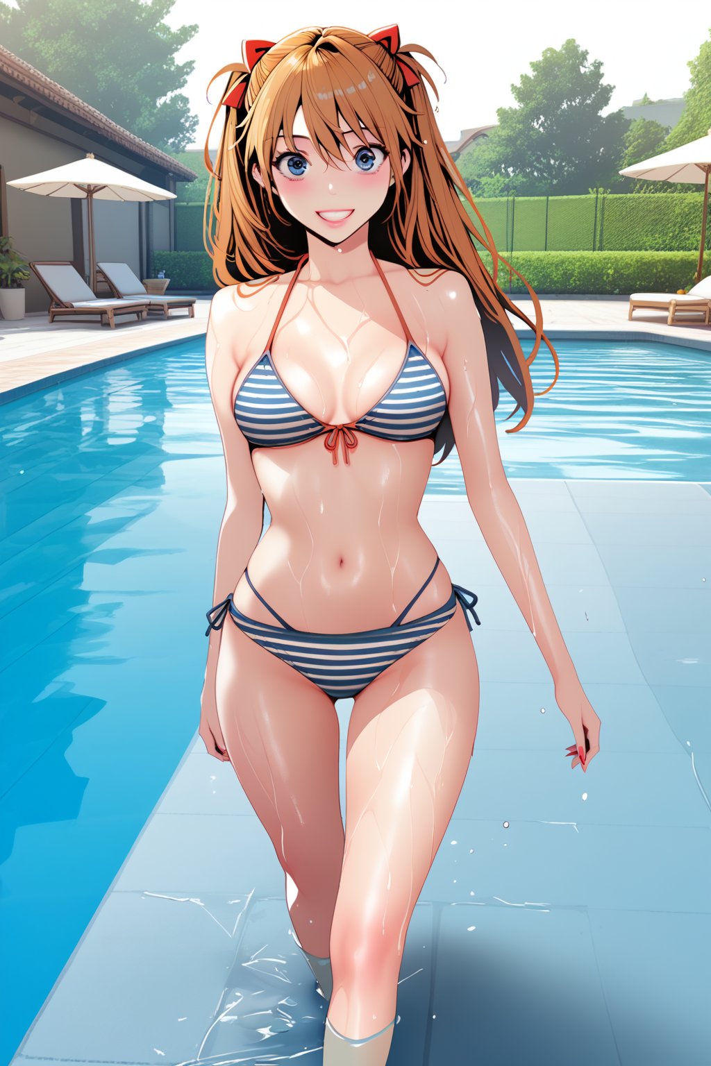 bikini , walking , shy , smile , wet , on the poolside ,  in resort , 
BREAK , 
score_9, score_8_up, score_7_up, score_6, score_5, score_4, ( masterpiece , ultra Detailed  ) ,
Soryu Asuka langley , 
bnwart1def