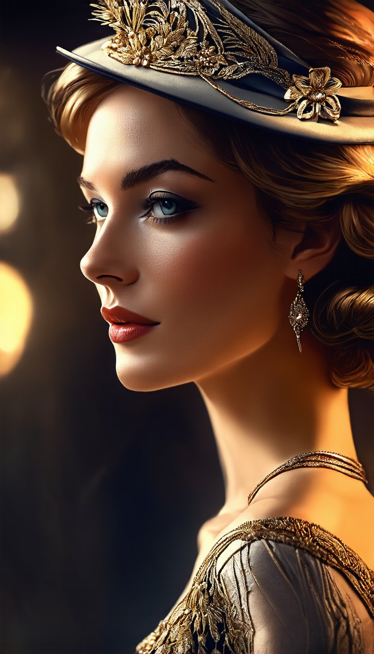 (Please draw a beautiful and attractive woman with "The Great Gatsby" as the theme, cinematic lighting), detailed textures, high quality, high resolution, high precision, realism, color correction, proper lighting settings, harmonious composition, Behance Works,1girl_neo