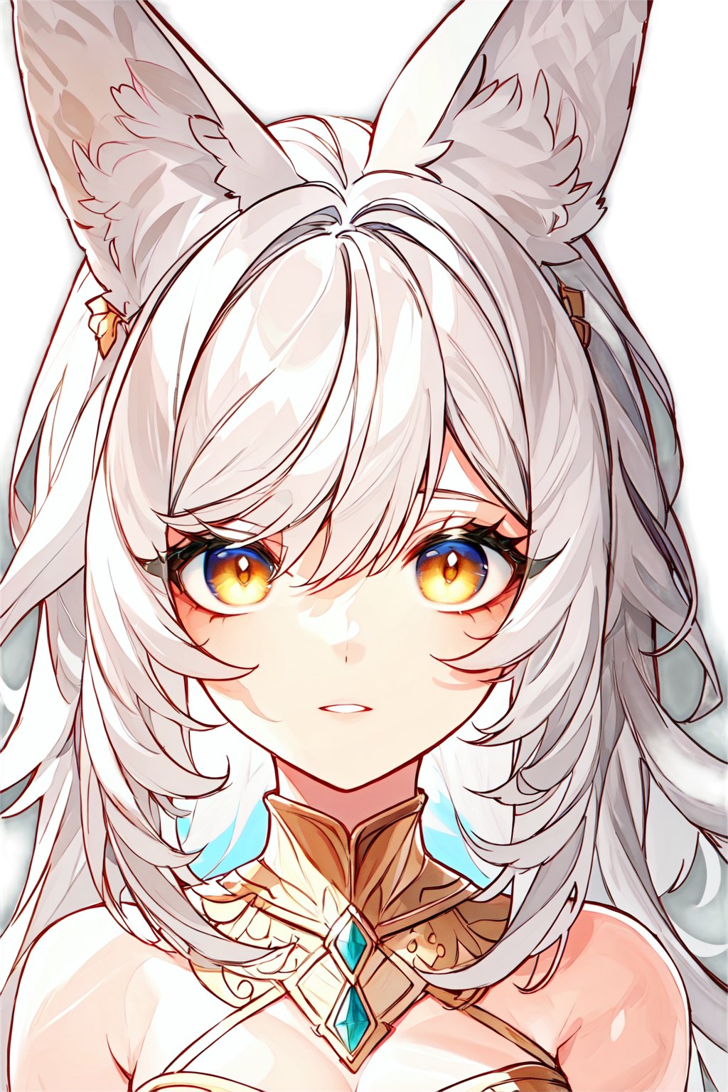 A young girl with white hair,  animal ears,  and a white fluffy tail by Rindan on Tensor.Art