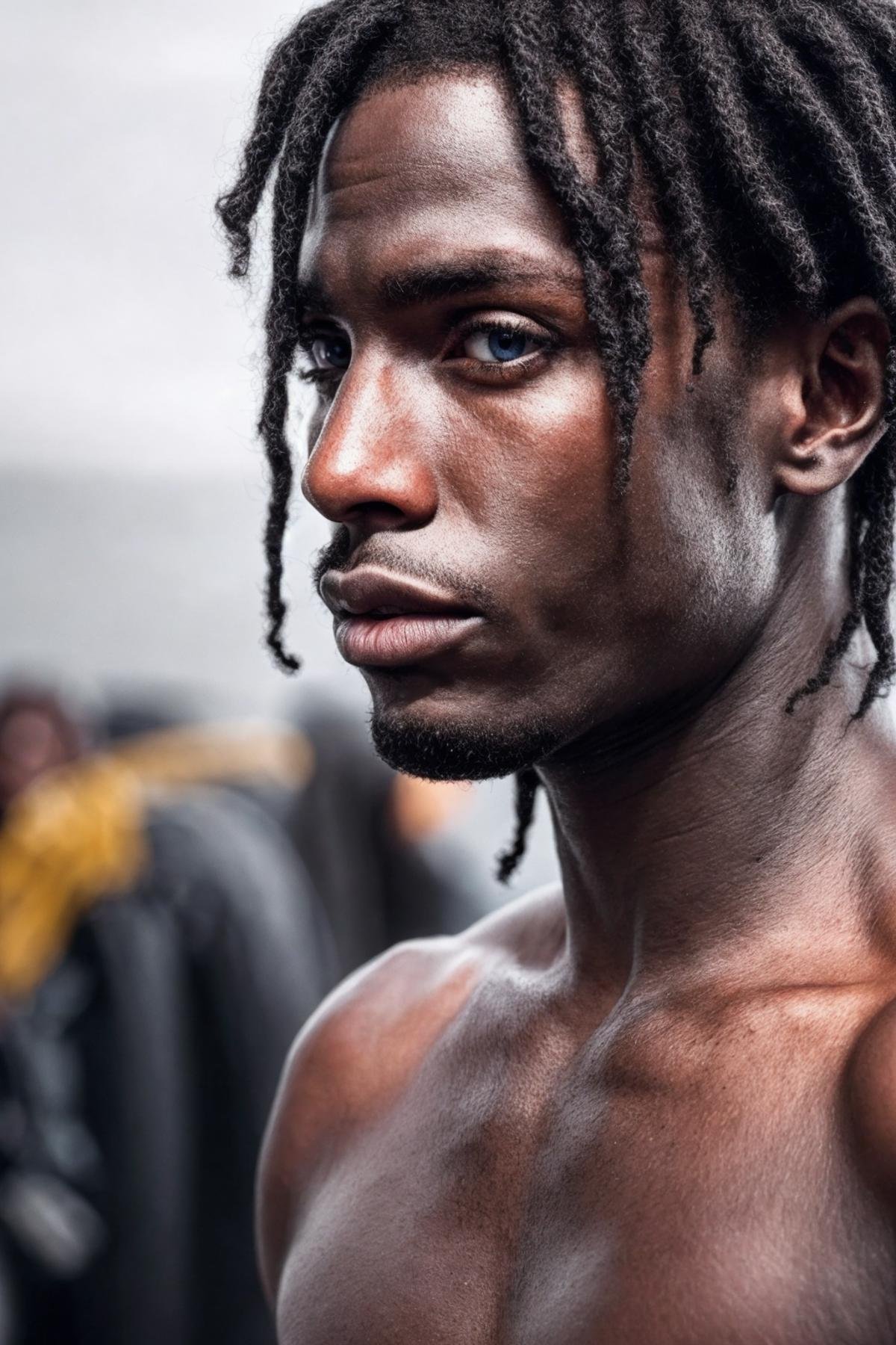 <lora:K1ngabdul:1> (K1ngabdul), african male, muscle, fitness, dark skin, black, closeup shot, upper body, dreadlocks, fit, male focus, 1boy, solo, black Superman in a Superman suit, surreal bright art, trending on artstation, RAW, hyper detailed photorealistic, life-like, accurate, proportional, sharp focus, (accurate cinematic lighting), photorealistic detail, (selective focus:0.6)  <lora:lora_perfecteyes_v1_from_v1_160:0.8> photo of perfect eyes <lora:more_details:0.8>