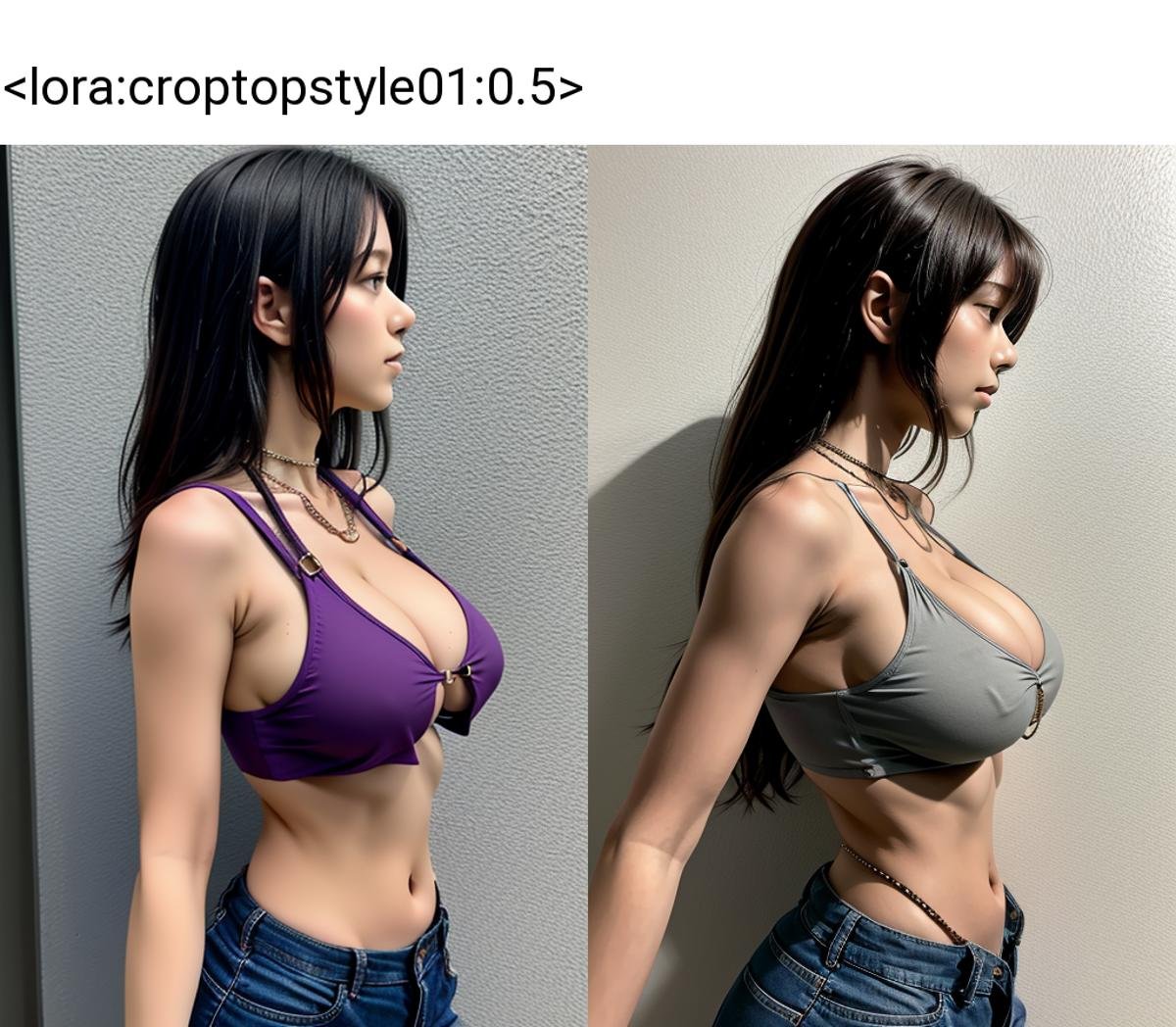 ((medium shot)),  ((crop top)),  chest chain by 鬼畫符 on Tensor.Art