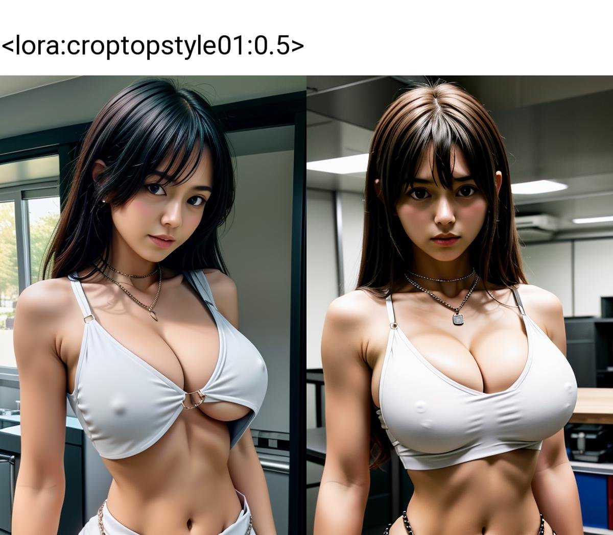 ((medium shot)),  ((crop top)),  chest chain by 鬼畫符 on Tensor.Art