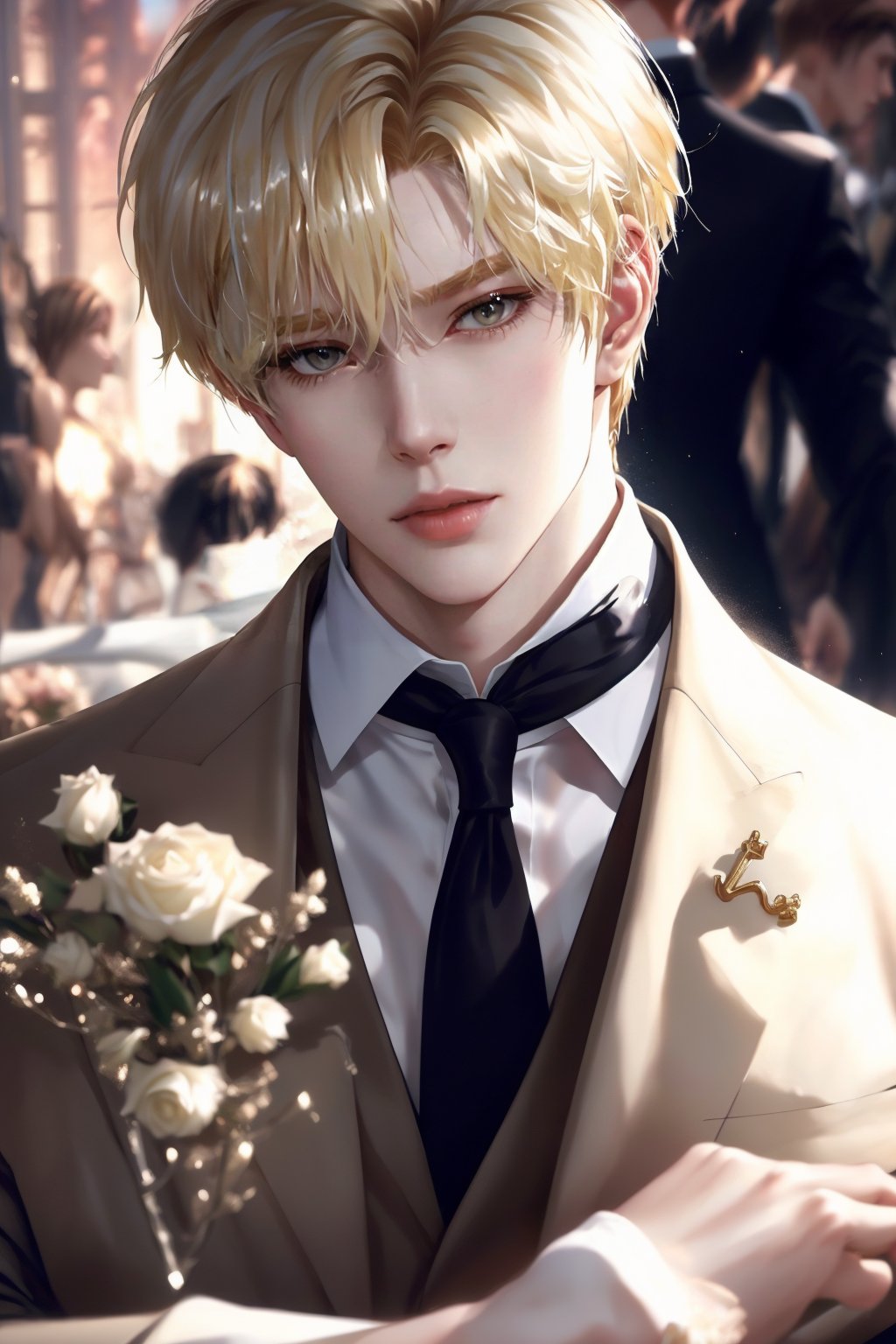 1boy, hadnsome, blonde hair, suit, russian,h1nds0me