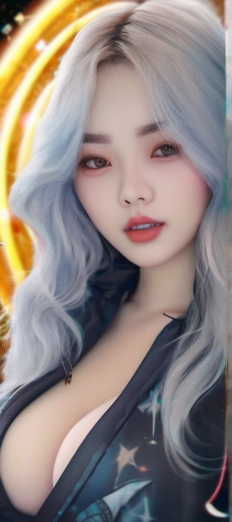 ((masterpiece,best quality)), high res, HD, illustration,  2girls, random color, random pose, random background , complex color,
perfect anatomy, cosmic style, Sexy Pose,perfect
,Korean,idol,Beauty,korean
((Blue-yellow hairs)),Enhanced Beauty,Face Detail,Smile