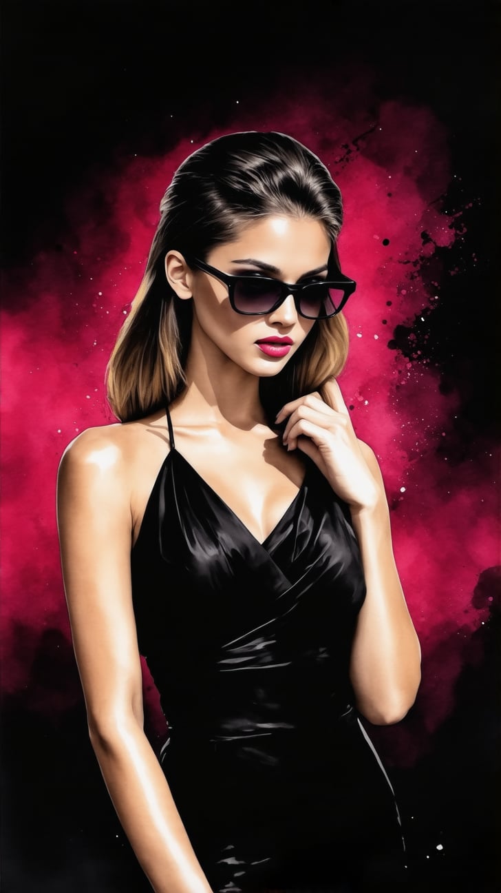 a beautiful 20yo model girl standing in a photo studio,  detailed exquisite face,  sunglasses by EclipseKww on Tensor.Art