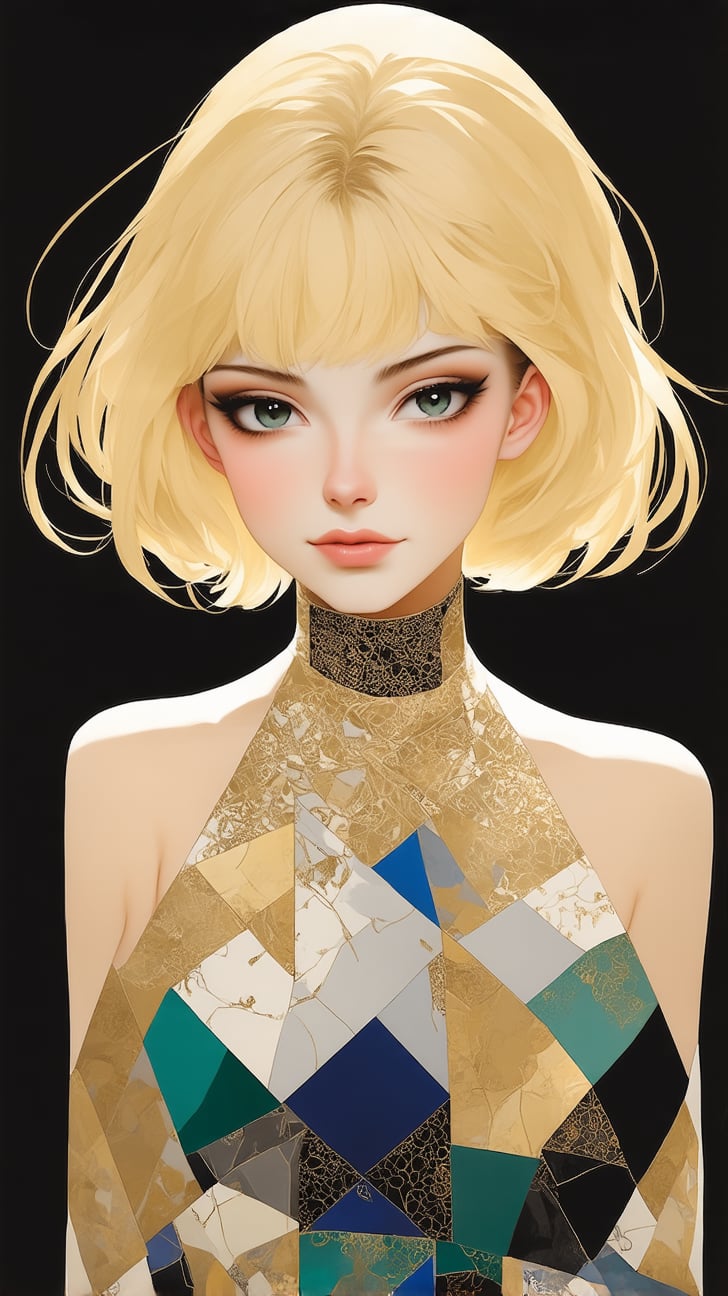((Anime Style)) of A sophisticated fashion model girl,  short blonde hair,  dynamic character by EclipseKww on Tensor.Art