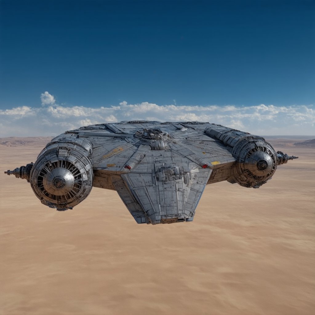 ((Ultra-realistic)) photo of an starship \(ek_raz0r_cre5t\),razor crest \(star wars\),landed and parked on a desert
BREAK
(backdrop of Detailed Realistic desert,sky,cloud), depth of perspective,aircraft focus,(wide shot)
BREAK 
(sharp focus,high contrast,detailed,realistic,studio photo,trending on artstation,rule of thirds,perfect composition,cinematic lighting,masterpiece,
best quality,UHD,32K,HDR:1.3),
ek_raz0r_cre5t,ek_rcfr0nt