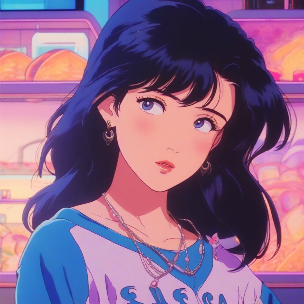 1990s 1girl, anime, lofi,