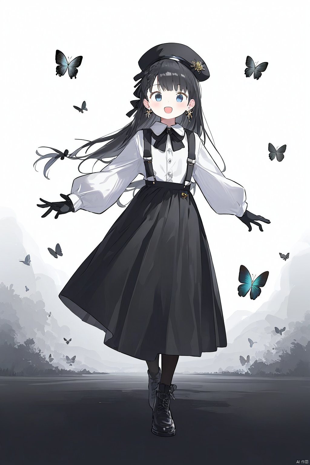 1girl,  black_bow,  black_skirt by 叫我浅笑大人就好了 on Tensor.Art