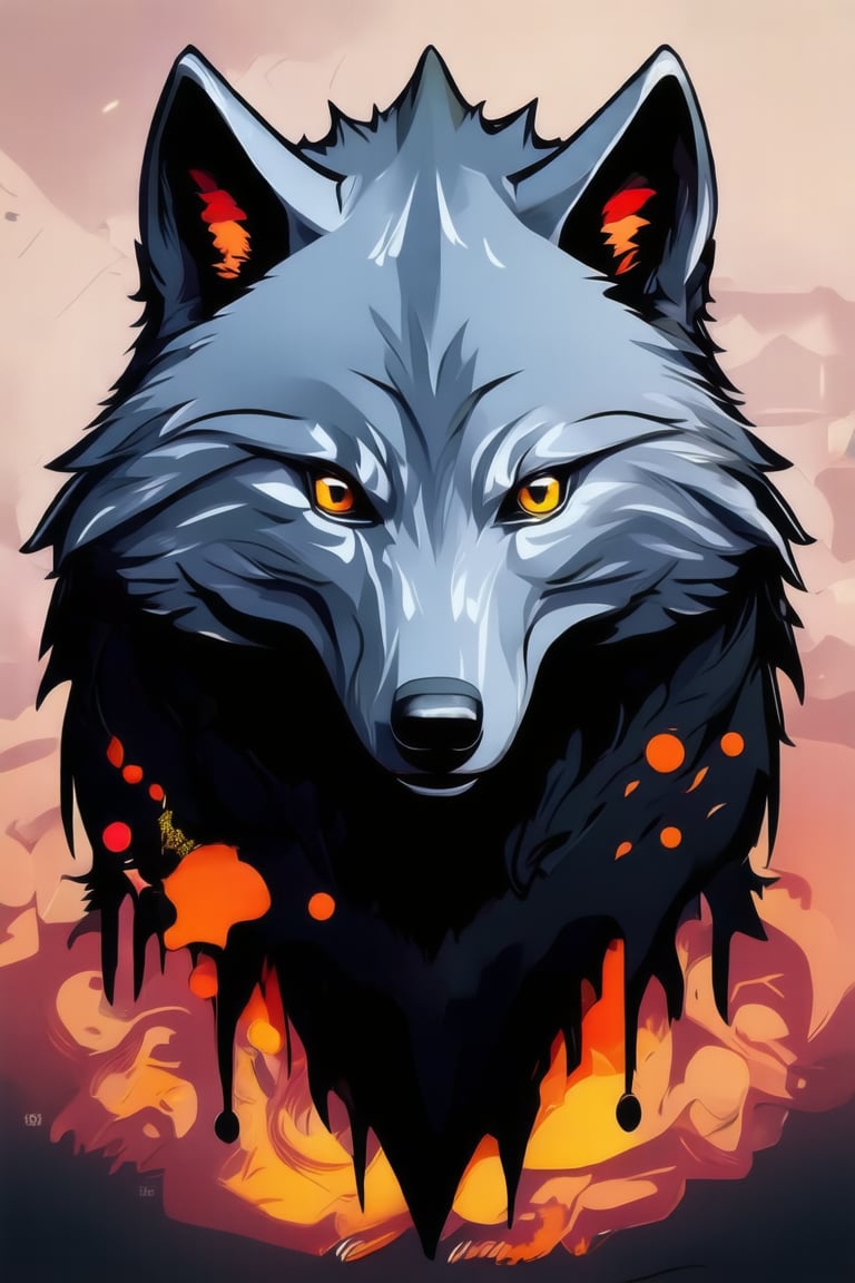 g-illustration,,vector art, illustration, wolf, black background,backlight,