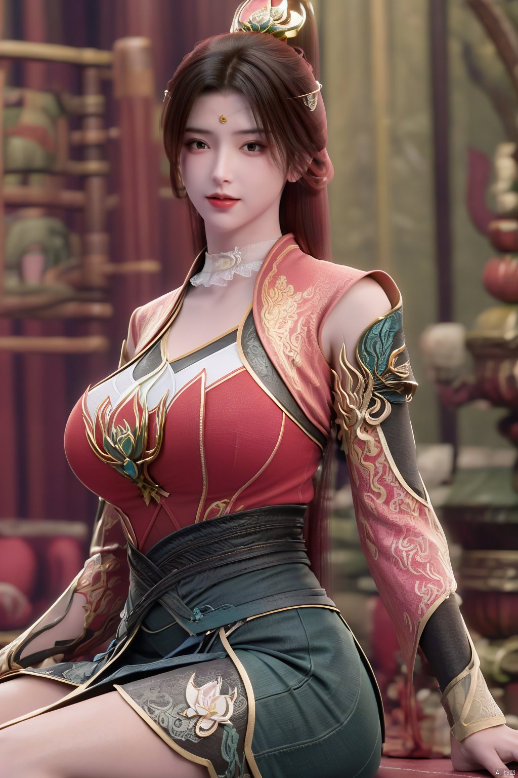  (1girl:1.1), (Lace pink-green skirt:1.39), on Stomach,aqua_earrings,Lights, lanterns, chang,(big breasts:1.56),hanfu, Best quality, Realistic, photorealistic, masterpiece, extremely detailed CG unity 8k wallpaper, best illumination, best shadow, huge filesize ,(huge breasts:1.59) incredibly absurdres, absurdres, looking at viewer, transparent, smog, gauze, vase, petals, room, ancient Chinese style, detailed background, wide shot background,
(((black hair))),(Sitting on the lotus pond porch:1.49) ,(A pond full of pink lotus flowers:1.5),close up of 1girl,Hairpins,hair ornament,hair wings,slim,narrow waist,perfect eyes,beautiful perfect face,pleasant smile,perfect female figure,detailed skin,charming,alluring,seductive,erotic,enchanting,delicate pattern,detailed complex and rich exquisite clothing detail,delicate intricate fabrics,
Morning Serenade In the gentle morning glow, (a woman in a pink lotus-patterned Hanfu stands in an indoor courtyard:1.36),(Chinese traditional dragon and phoenix embroidered Hanfu:1.3), admiring the tranquil garden scenery. The lotus-patterned Hanfu, embellished with silver-thread embroidery, is softly illuminated by the morning light. The light mint green Hanfu imparts a sense of calm and freshness, adorned with delicate lotus patterns, with a blurred background to enhance the peaceful atmosphere, song_hanfu, tang_hanfu,Xtianhuxiaobai,Xtanghuoer