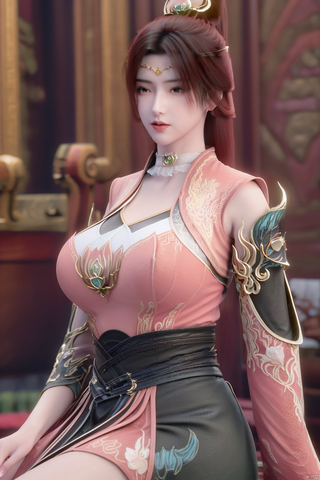  (1girl:1.1), (Lace pink-green skirt:1.39), on Stomach,aqua_earrings,Lights, lanterns, chang,(big breasts:1.56),hanfu, Best quality, Realistic, photorealistic, masterpiece, extremely detailed CG unity 8k wallpaper, best illumination, best shadow, huge filesize ,(huge breasts:1.59) incredibly absurdres, absurdres, looking at viewer, transparent, smog, gauze, vase, petals, room, ancient Chinese style, detailed background, wide shot background,
(((black hair))),(Sitting on the lotus pond porch:1.49) ,(A pond full of pink lotus flowers:1.5),close up of 1girl,Hairpins,hair ornament,hair wings,slim,narrow waist,perfect eyes,beautiful perfect face,pleasant smile,perfect female figure,detailed skin,charming,alluring,seductive,erotic,enchanting,delicate pattern,detailed complex and rich exquisite clothing detail,delicate intricate fabrics,
Morning Serenade In the gentle morning glow, (a woman in a pink lotus-patterned Hanfu stands in an indoor courtyard:1.36),(Chinese traditional dragon and phoenix embroidered Hanfu:1.3), admiring the tranquil garden scenery. The lotus-patterned Hanfu, embellished with silver-thread embroidery, is softly illuminated by the morning light. The light mint green Hanfu imparts a sense of calm and freshness, adorned with delicate lotus patterns, with a blurred background to enhance the peaceful atmosphere, song_hanfu, tang_hanfu,Xtianhuxiaobai,Xtanghuoer