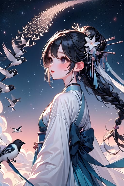 ((magpie bridge)),  ((birds flock)),  tanabata by 鬼畫符 on Tensor.Art
