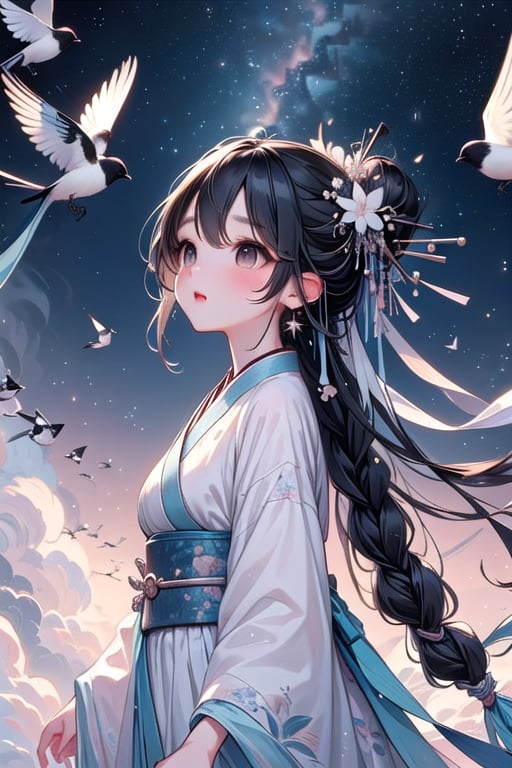 ((magpie bridge)),  ((birds flock)),  tanabata by 鬼畫符 on Tensor.Art