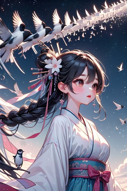 ((magpie bridge)),  ((birds flock)),  tanabata by 鬼畫符 on Tensor.Art