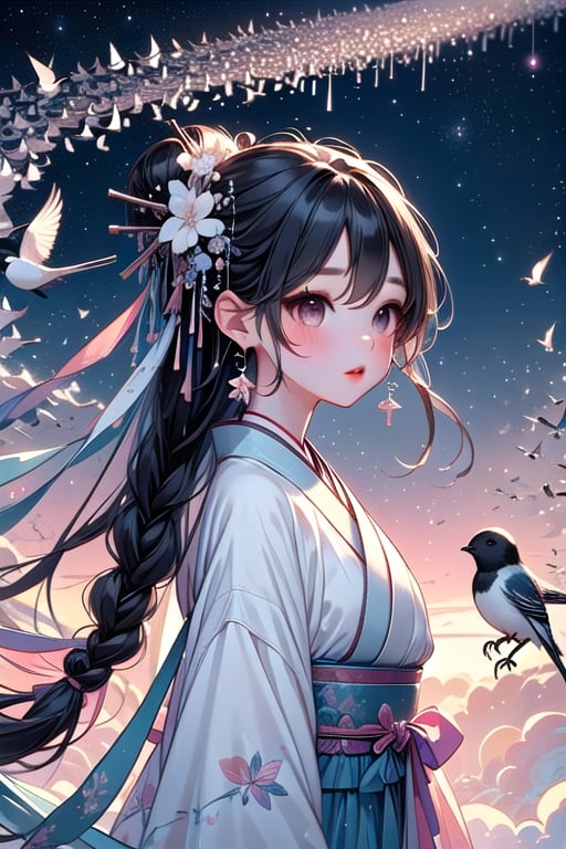 ((magpie bridge)),  ((birds flock)),  tanabata by 鬼畫符 on Tensor.Art