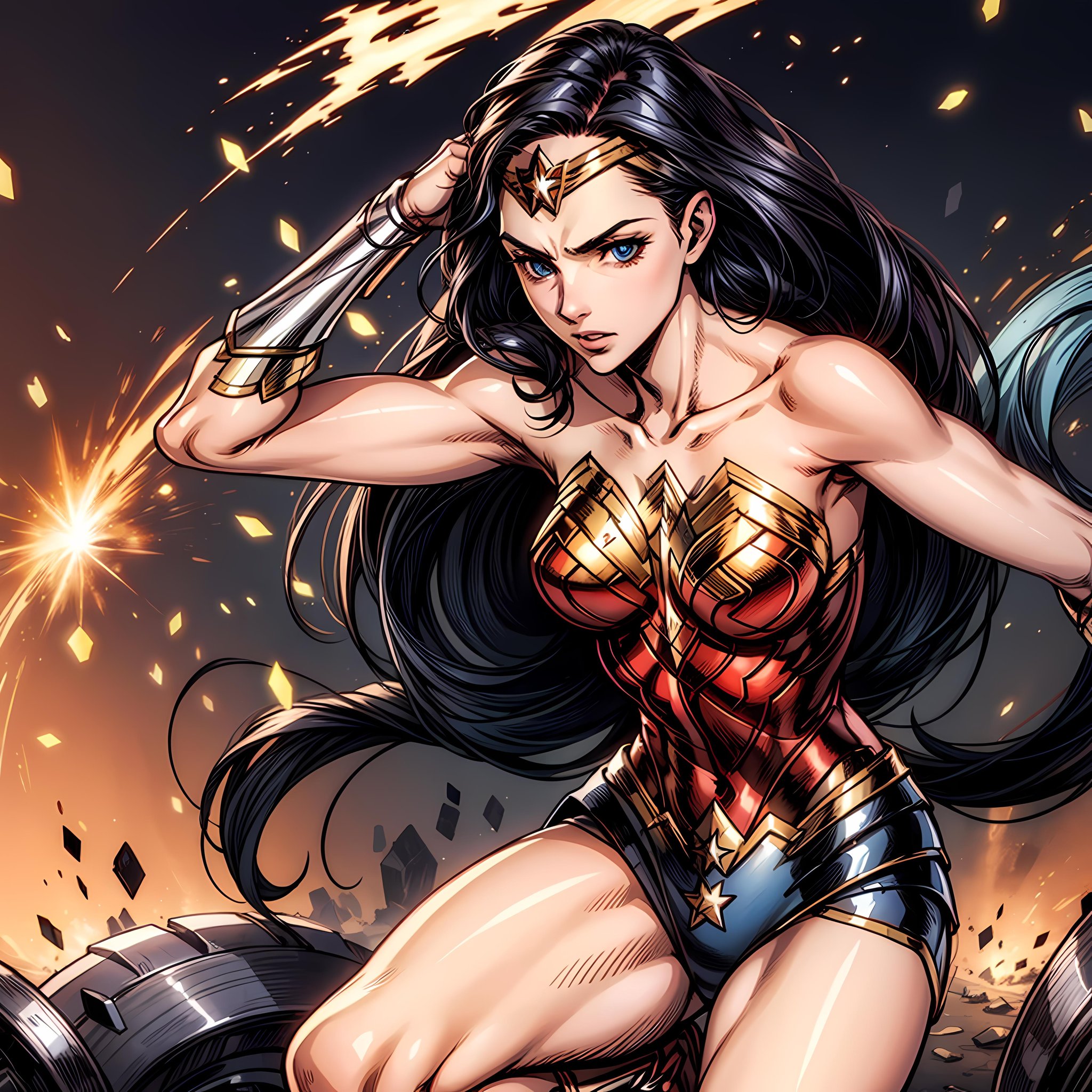 wonder woman,  battle damage by ElPerro on Tensor.Art