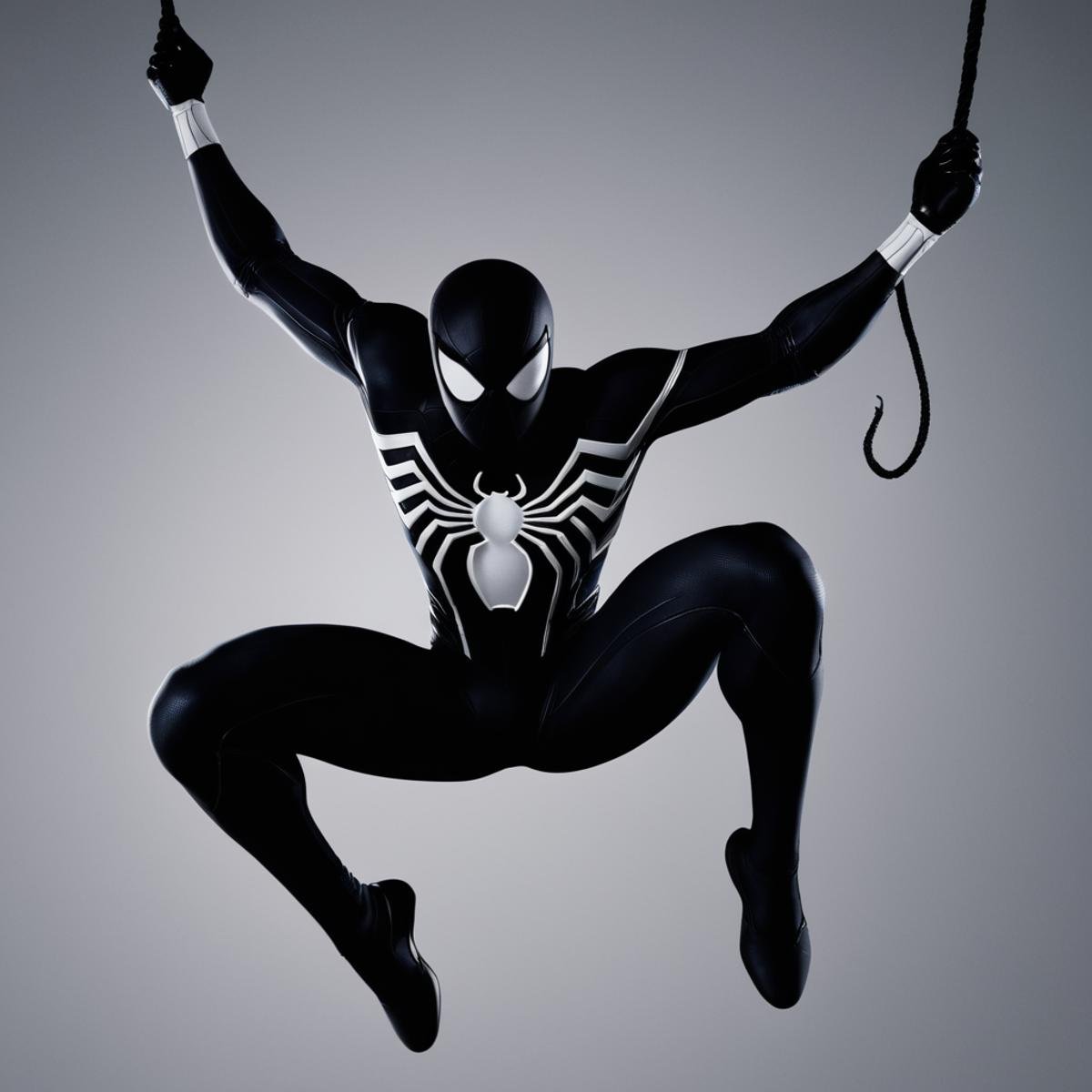 cinematic film still of  <lora:Symbiote Suit:0.8>A Symbiote Suit of a drawing of a spider - man hanging from a rope web swingi,Spider-Man Symbiote Suit,solo,simple background,1boy,white background,holding,monochrome,greyscale,male focus,bodysuit,mask,muscular,chain,black bodysuit , realistic, realism, photorealism, hyperrealism, hyperrealistic, realistic, sharp, detailed, cinematography style, film light style, movie still,  professional photography, artistic, perfection, contrast, cinematic, filmic, high quality photo,  8k quality, colorful, dark shadow, shallow depth of field, vignette, highly detailed, high budget, bokeh, cinemascope, moody, epic, gorgeous, film grain, grainy