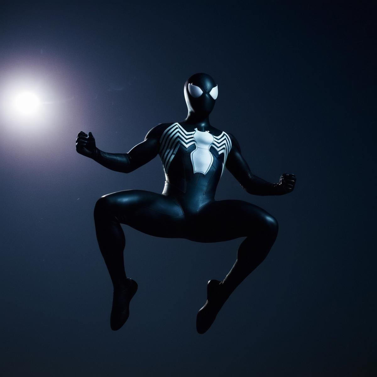 cinematic film still of  <lora:Symbiote Suit:0.8> <lora:Symbiote Style v2:1> Symbiote StyleA Symbiote Suit of a man in a black suit is jumping in air with a big moon and bats in backgroun,Spider-Man Symbiote Suit,solo,1boy,male focus,bodysuit,mask,muscular,night,moon,skin tight,full moon,bat (animal),superhero , realistic, realism, photorealism, hyperrealism, hyperrealistic, realistic, sharp, detailed, cinematography style, film light style, movie still,  professional photography, artistic, perfection, contrast, cinematic, filmic, high quality photo,  8k quality, colorful, dark shadow, shallow depth of field, vignette, highly detailed, high budget, bokeh, cinemascope, moody, epic, gorgeous, film grain, grainy